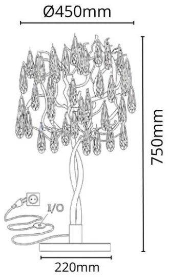 Kristály asztali lámpa 5xG9/40W/230V arany