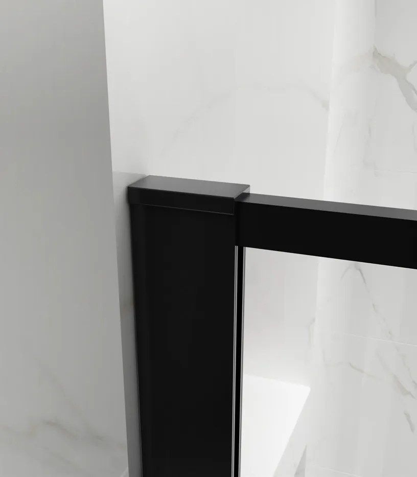 Erga Paris, Beépíthető zuhanykabin 120x200 cm, fekete keretben, 8 mm-es átlátszó üveg, fekete profil, ERG-V02-PARIS-120x200-BF