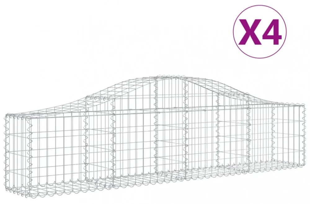 4 db íves horganyzott vas gabion kosár 200x30x40/60 cm