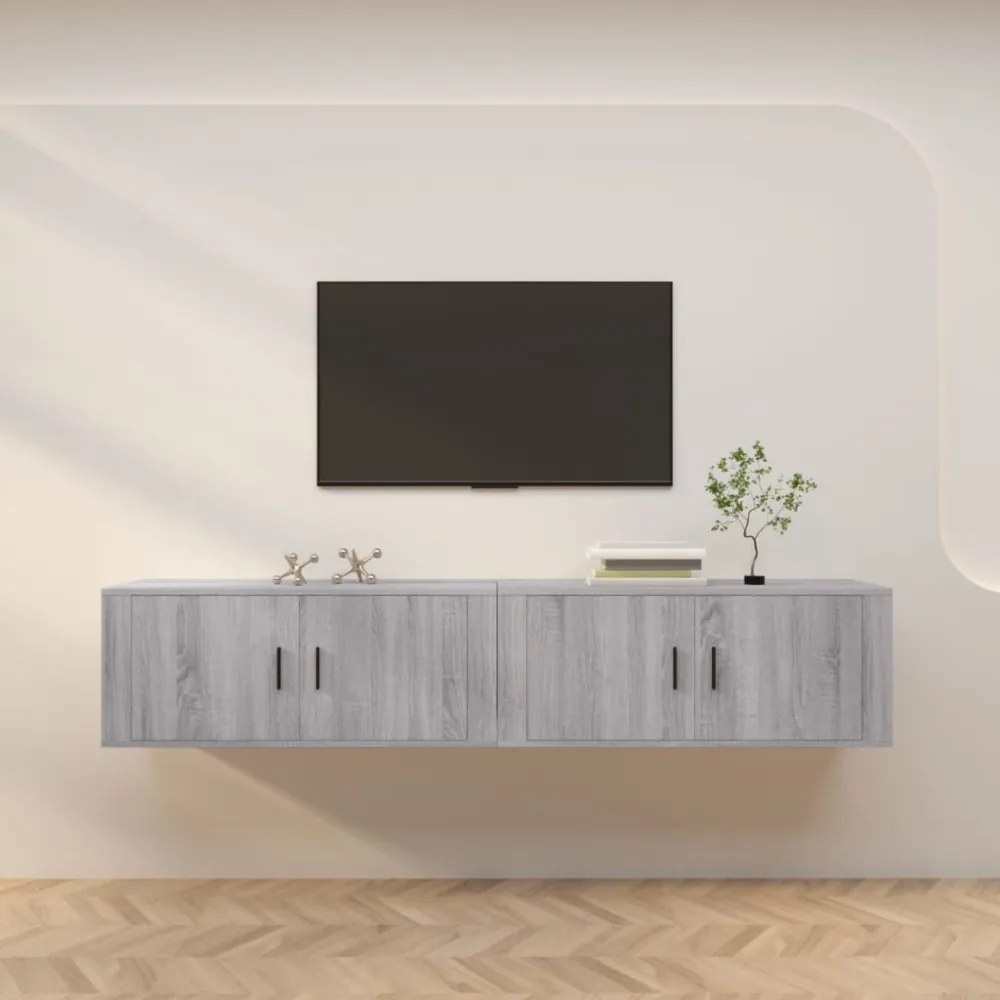 2 db szürke sonoma falra szerelhető TV-szekrény 100x34,5x40 cm