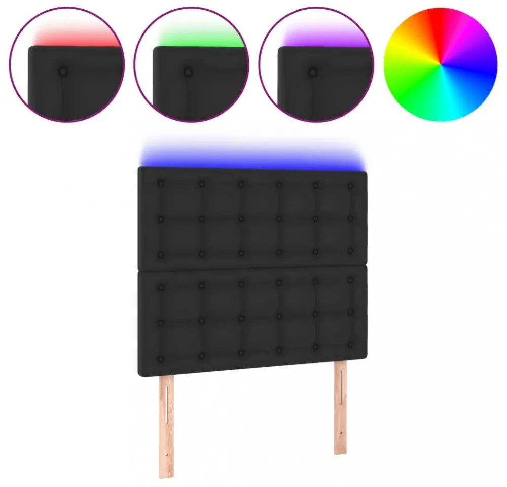 fekete műbőr LED-es fejtámla 90x5x118/128 cm