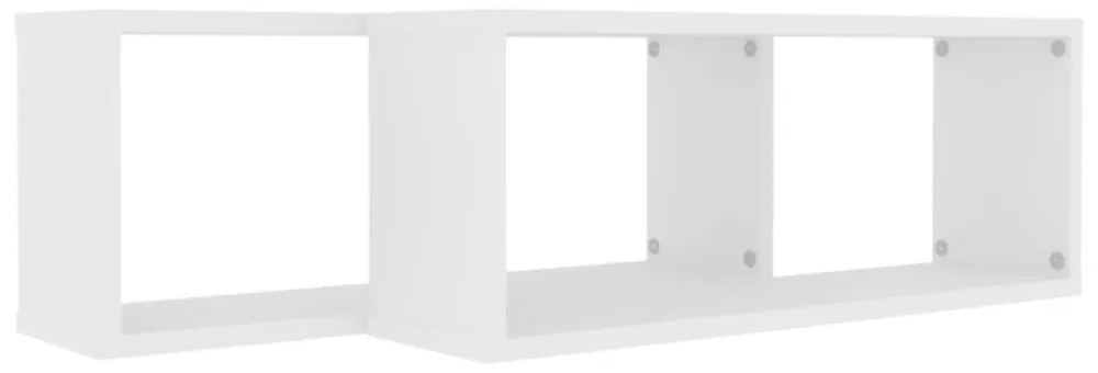 2 db fehér szerelt fa négyszögű fali polc 60 x 15 x 23 cm