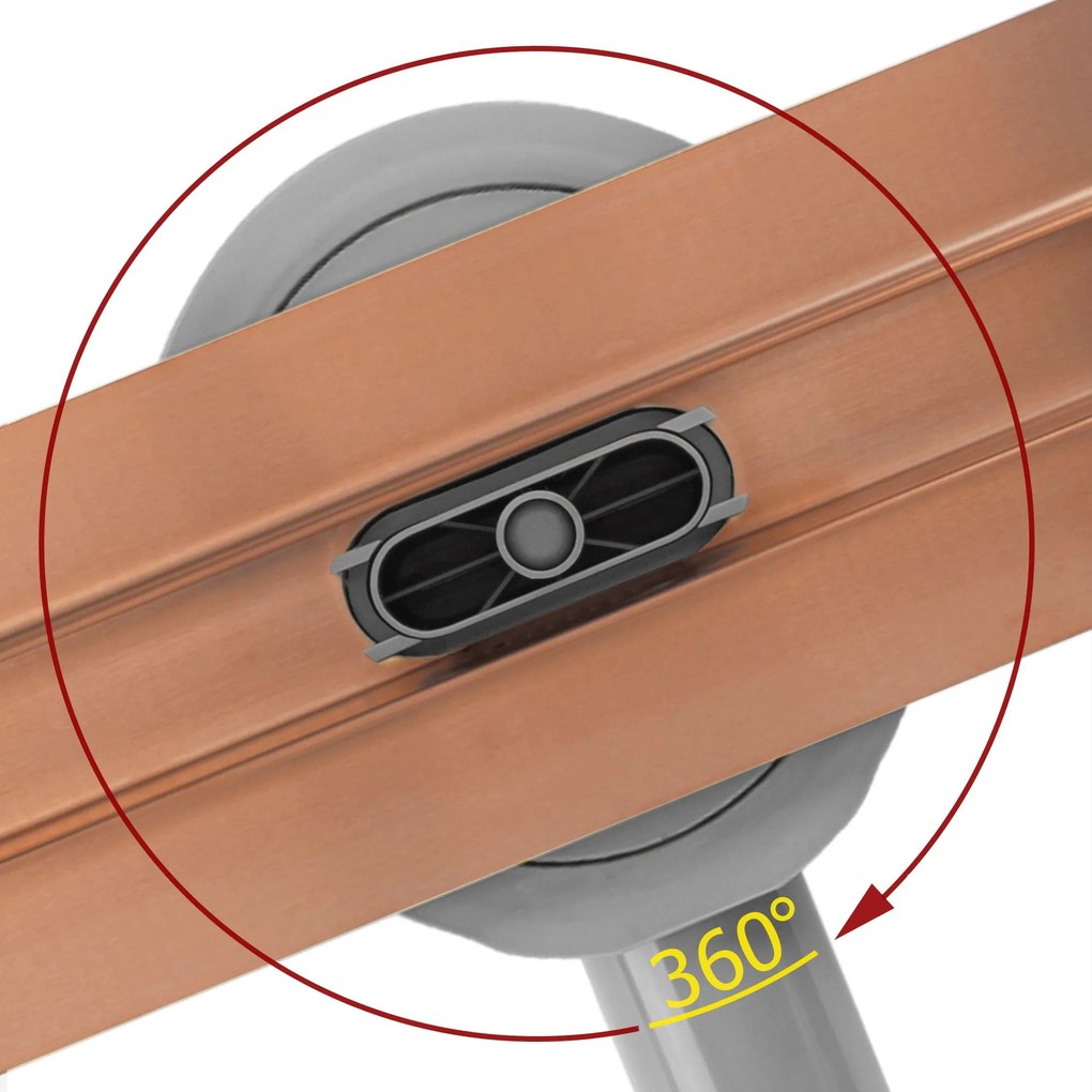 Rea Neox Pro Slim, zuhanylefolyó 90 cm, 360 fokban forgó szifonnal, rézmatt, REA-G4808