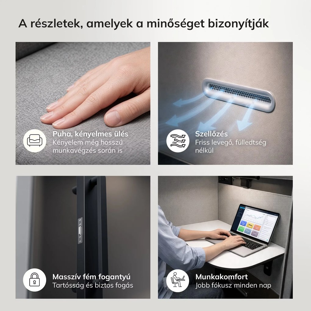 INBOX akusztikai irodai fülke 4 személyes, 2100 × 2200 × 1220 mm