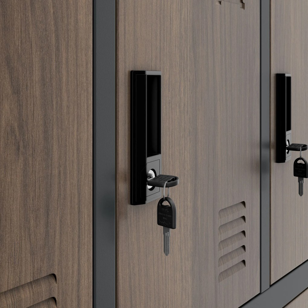 12 rekeszes szociális szekrény, antracit/dió, 900x1850x400 mm: MARCIN Eco Design