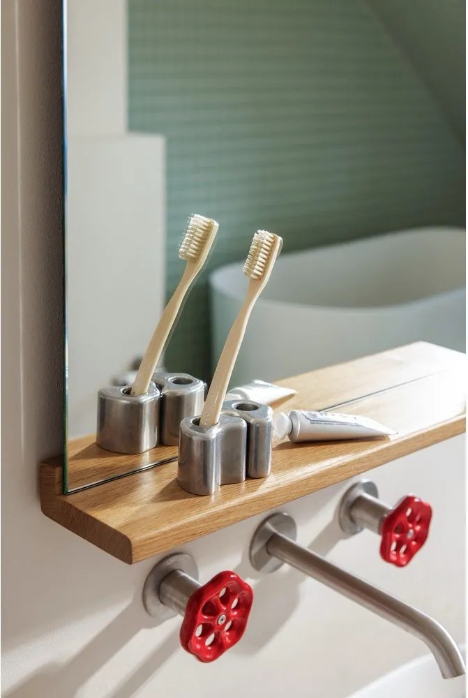 Fali tükör polccal tömörfa kerettel 50x75 cm Lun – noo.ma