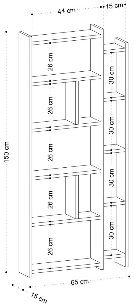 Könyvespolc momo 150x44x15 cm