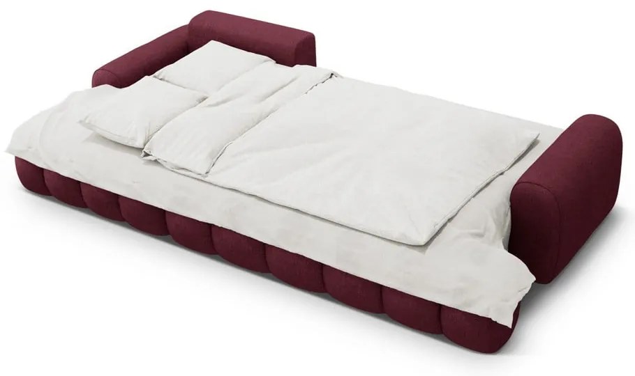 Borvörös kinyitható-tárolóhelyes sarokkanapé (bal oldali-heverő résszel) Linz – Cosmopolitan Design