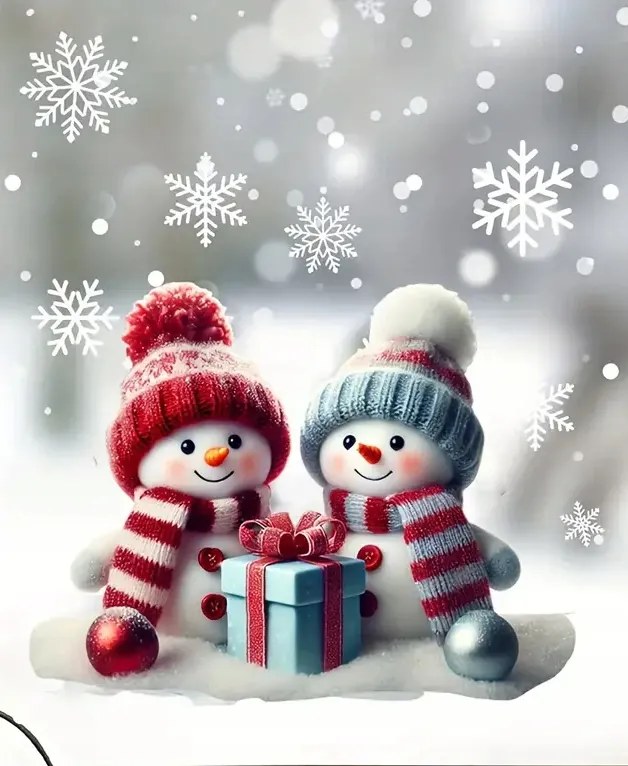 Karácsonyi matricák Ablakra Hóemberek| Kétoldalas| As