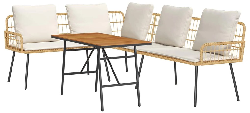 vidaXL Kerti Kanapé Szett 2 pcs Bézs polirattan