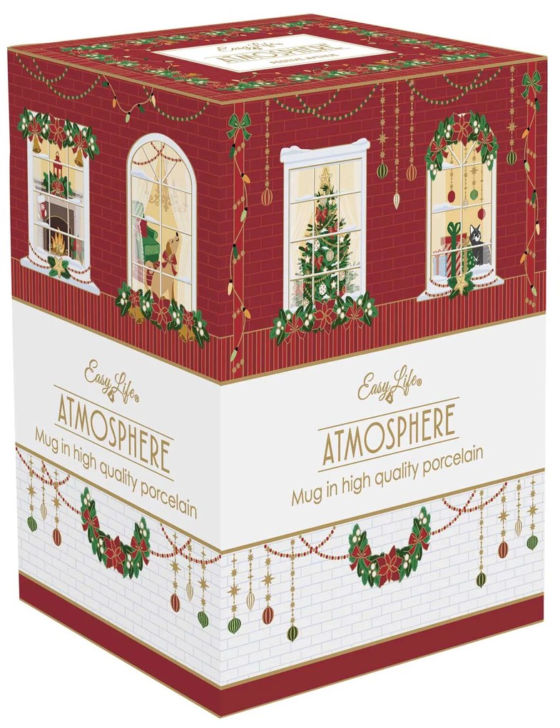 Karácsonyi porcelán nagy bögre 600 ml díszdobozban Festive Avenue