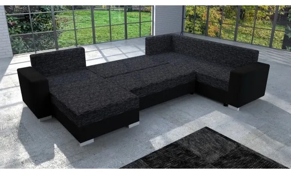 Kárpitozott univerzális U-alakú kihúzható ülőgarnitúra YORK fekete/antracit