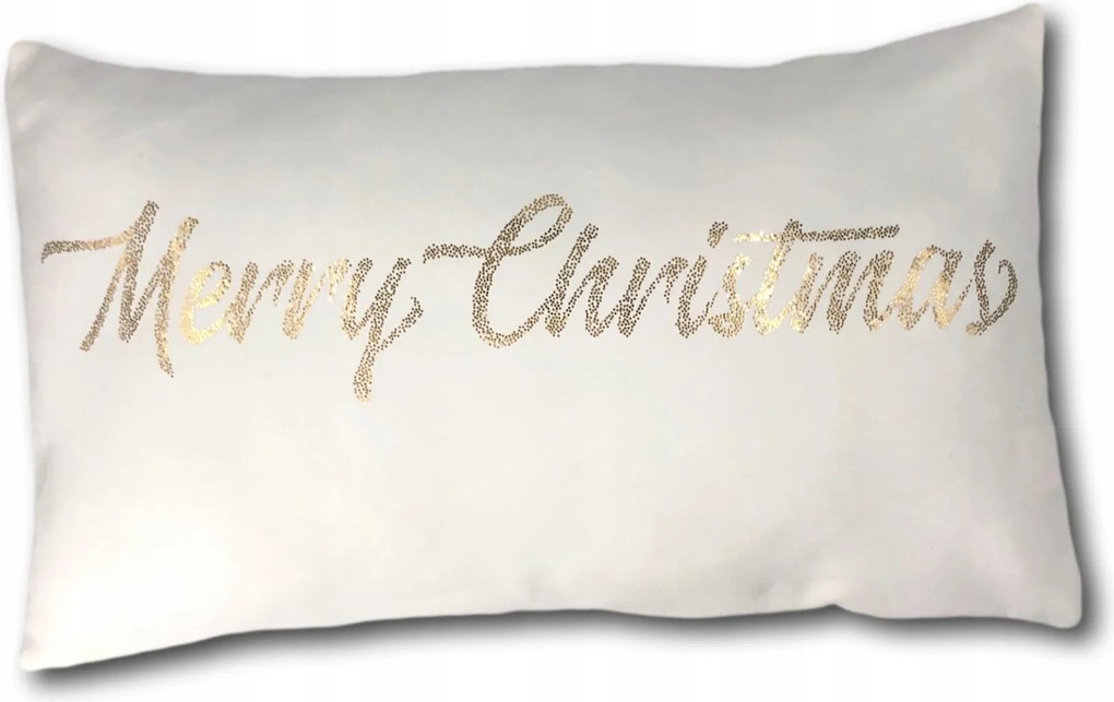 Merry Christmas párnahuzat, fehér, velúrszerű