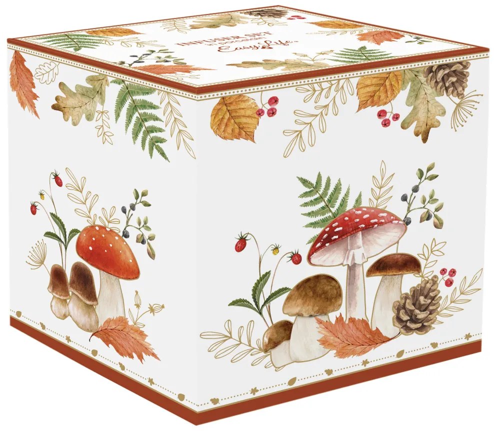 Porcelán szűrősbögre tetővel, gombaformájú, 450ml, dobozban