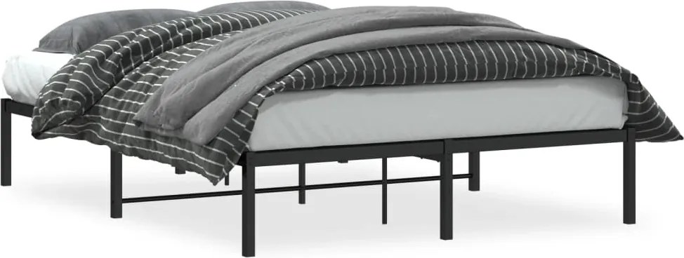 vidaXL fekete fém ágykeret 140 x 190 cm