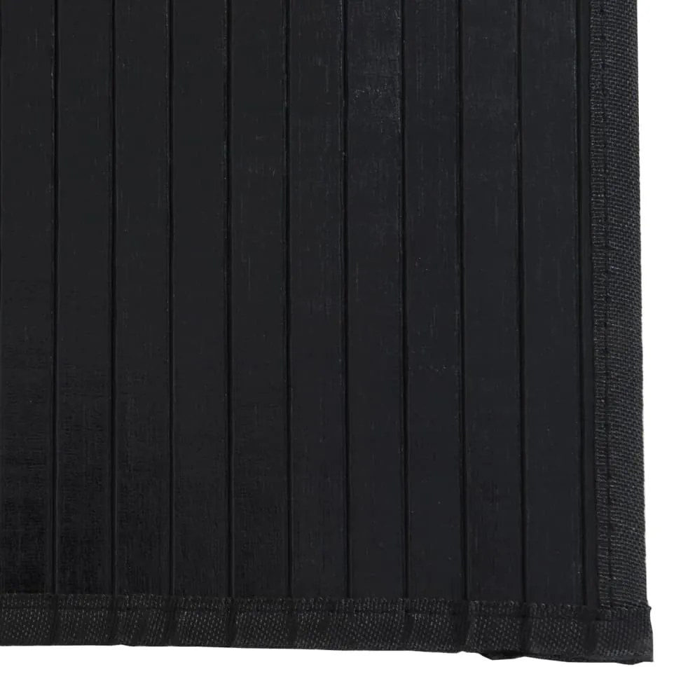 négyszögletű fekete bambusz szőnyeg 60 x 200 cm