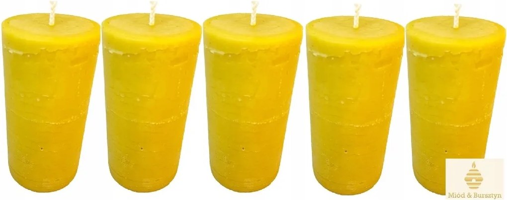 5 X Dekorációs Gyertya öntött természetes méhviasz Henger 16 cm 5x 480g