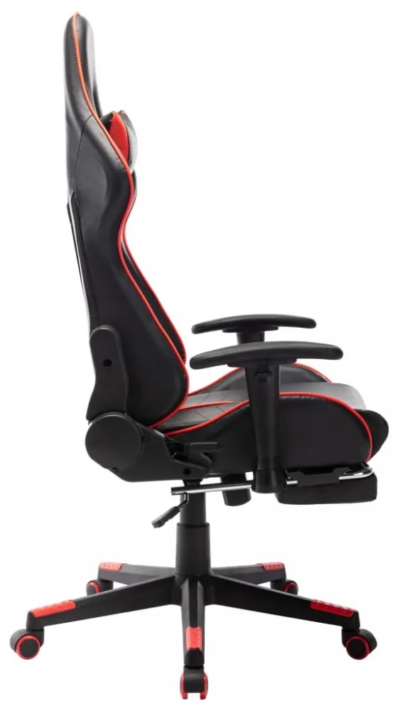 fekete és piros műbőr gamer szék lábtámasszal