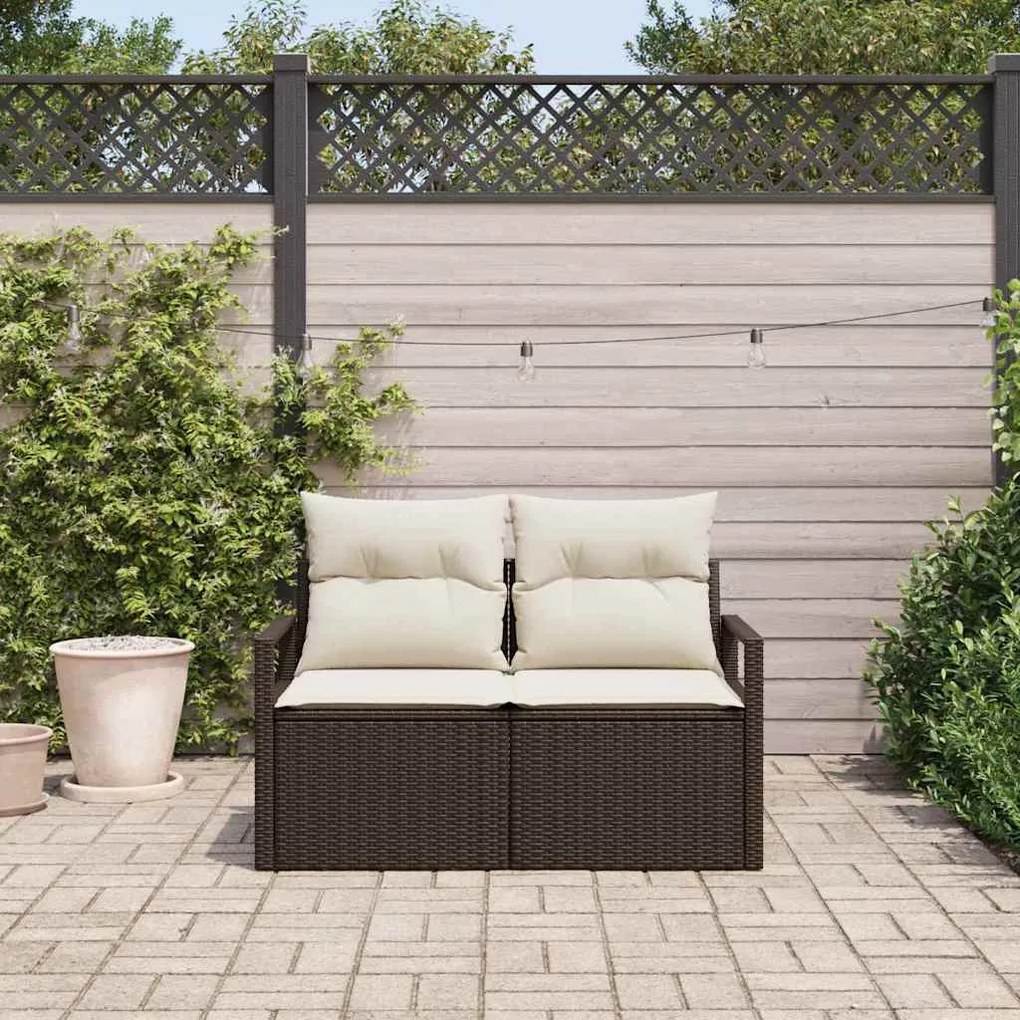2-Fős Kertiszófa Párnákkal Barna Poli Rattan