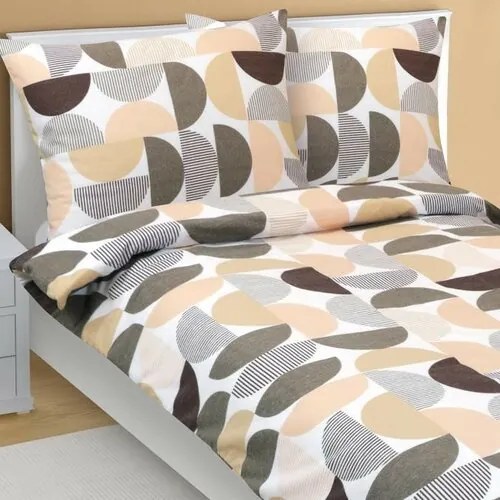 Bellatex Félkör flanel ágyneműhuzat barna, lazac, 140 x 200 cm, 70 x 90 cm, 140 x 200 cm, 70 x 90 cm