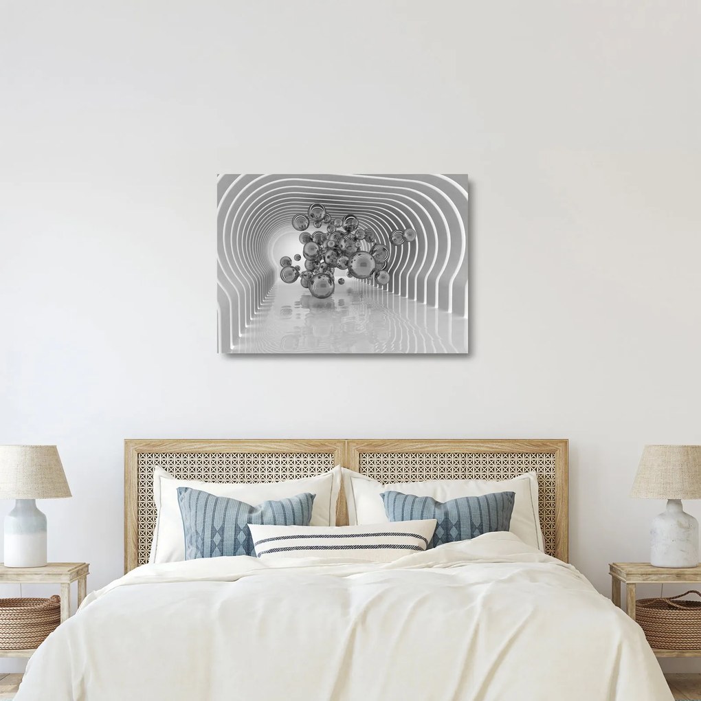 Üveg kép - Fekete-fehér buborékok (70x50 cm)