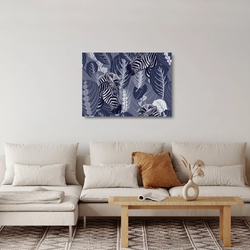 Kép - Zebrák a levelek között (üvegen) (70x50 cm)