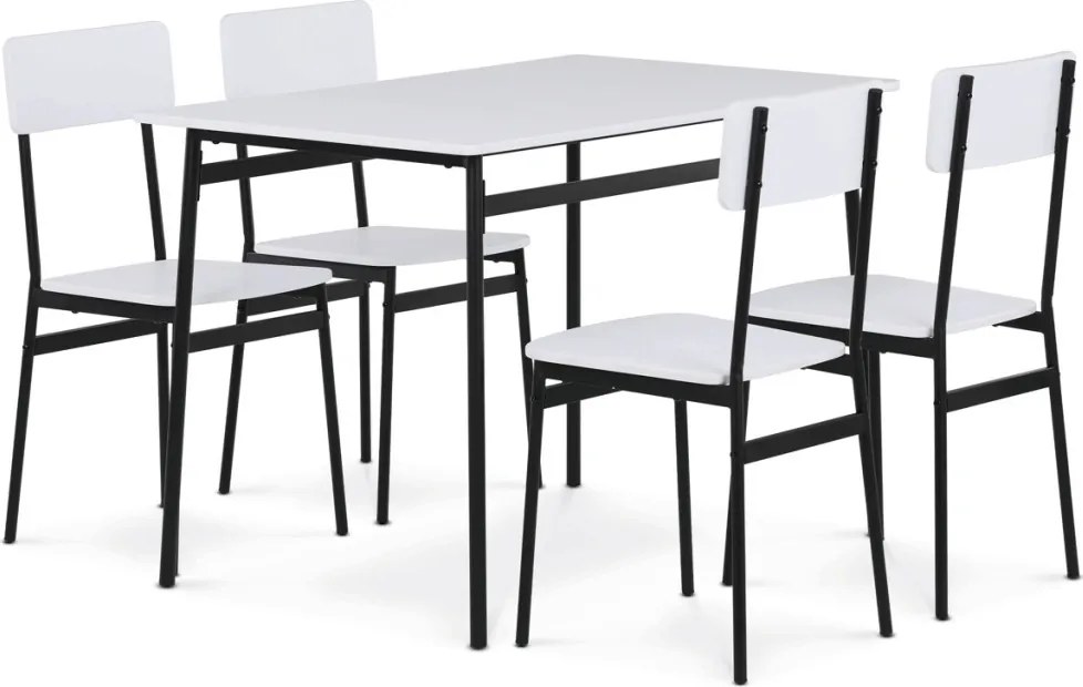 4 személyes fehér MDF étkezőgarnitúra 110x70x76 cm – WT
