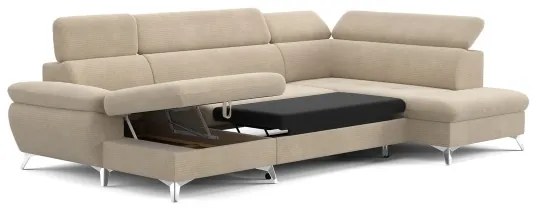 CATANIA jobb oldali U-alakú sarokkanapé tárolóval, bézs