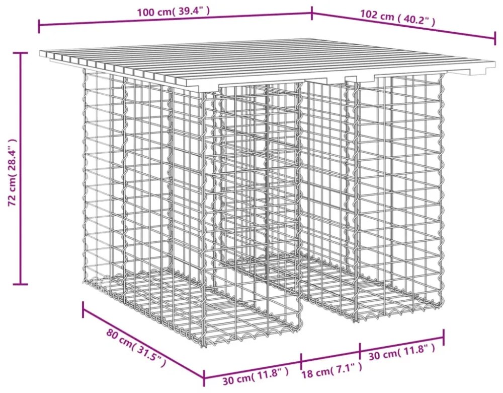 tömör duglászfenyő gabion kerti pad 100x102x72 cm