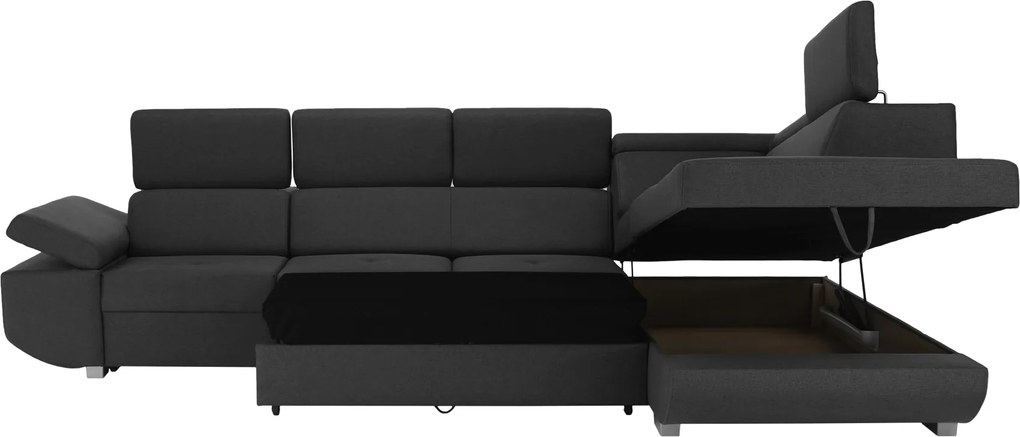 Ülőgarnitúra, sötétszürke, szövet Stark, jobbos, MAVIS