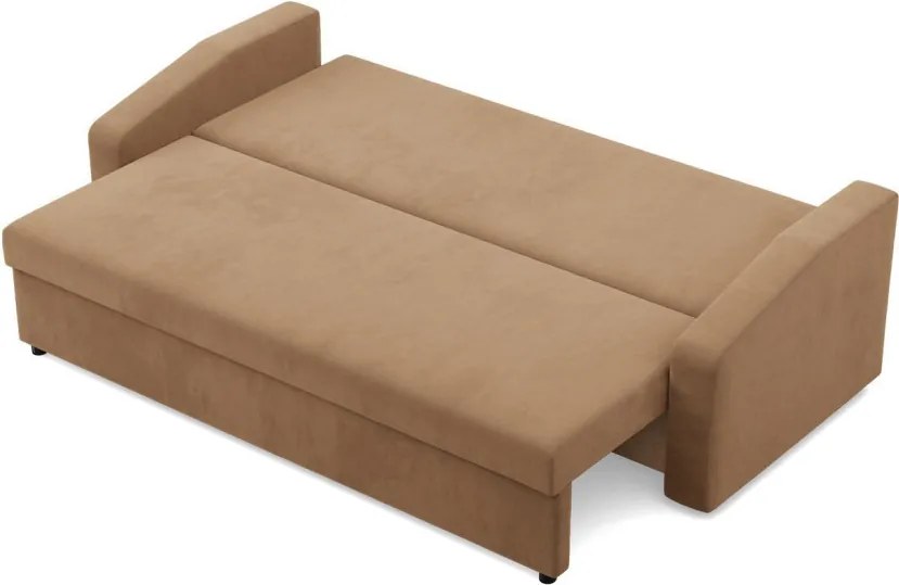 Zeus kanapéágy, szövet anyag, hab töltet, döntött kartámasz, barna