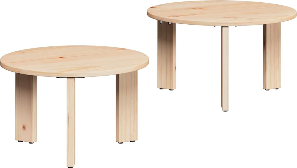 vidaXL Dohányzóasztal 2 pcs Természetes Tömör fenyőfa