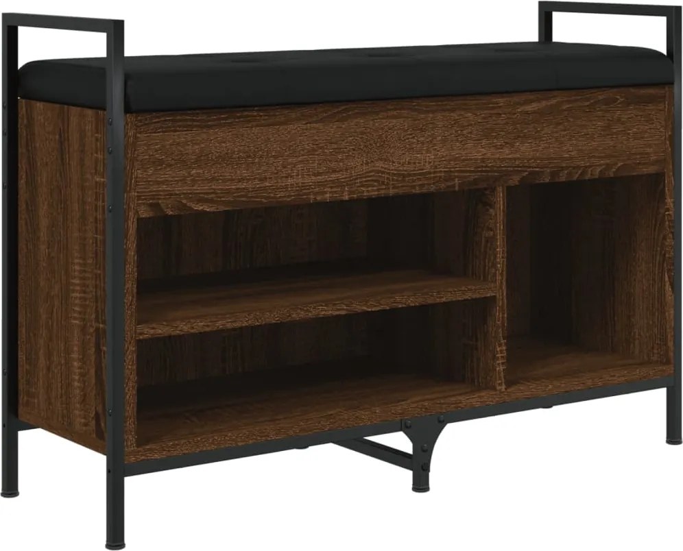 vidaXL barna tölgy színű szerelt fa cipőtároló pad 85,5 x 32 x 57,5 cm