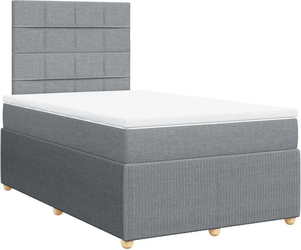 vidaXL világosszürke szövet rugós ágy matraccal 120 x 190 cm