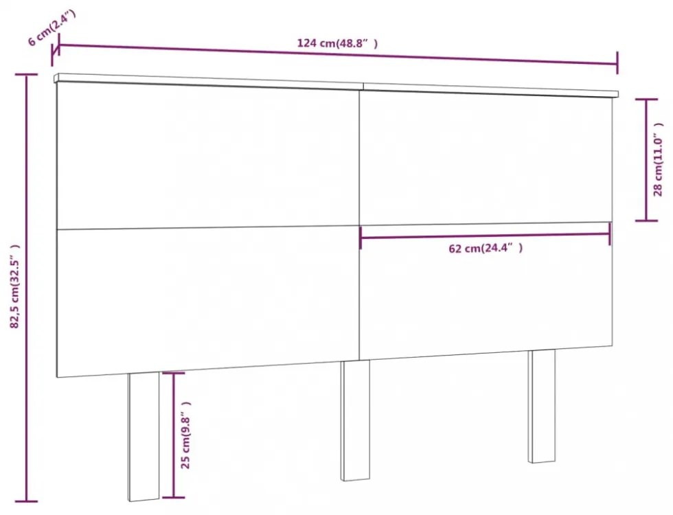 fekete tömör fenyőfa ágyfejtámla 124x6x82,5 cm