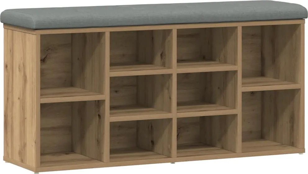 vidaXL kézműves tölgy szerelt fa cipőtároló pad 102x32x50 cm