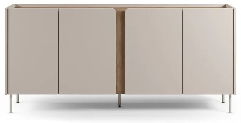 Krémszínű-natúr színű komód tölgyfa dekorral 180x82x40 cm Lucile – Marckeric