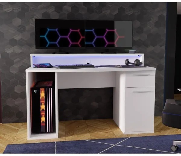 IVAR íróasztal háttérvilágítással, fehér