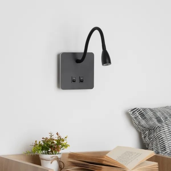 Brilagi - LED Rugalmas fali lámpa MAYA Double LED/4W/230V + LED/3W fekete