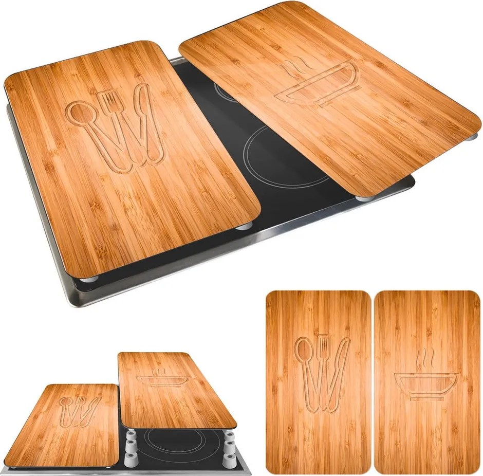 Edzett üveg tűzhely fedőlap szett 2 db-os 30x52 cm Lunch – Wenko