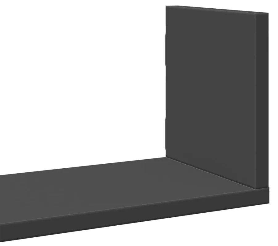 3 db fekete szerelt fa fali polc 80 x 18 x 18 cm