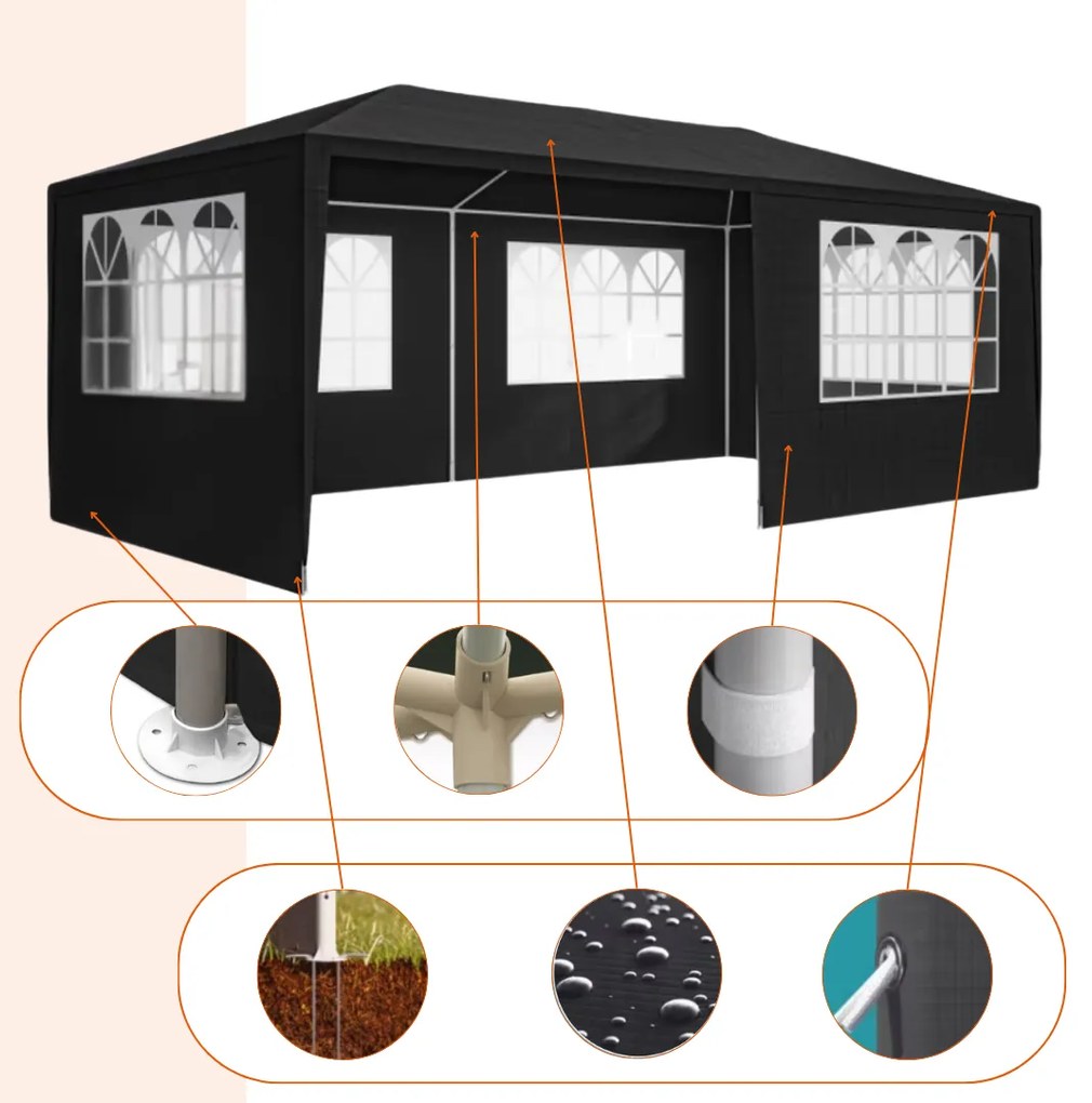 NEAPOL rendezvénysátor, 3x6m, antracit Jurhan