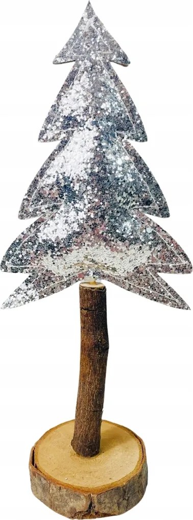 Ezüst Színű Karácsonyfa Fatörzsben Karácsonyi Dísz Díszítés Karácsonyi Dekoráció 24 cm