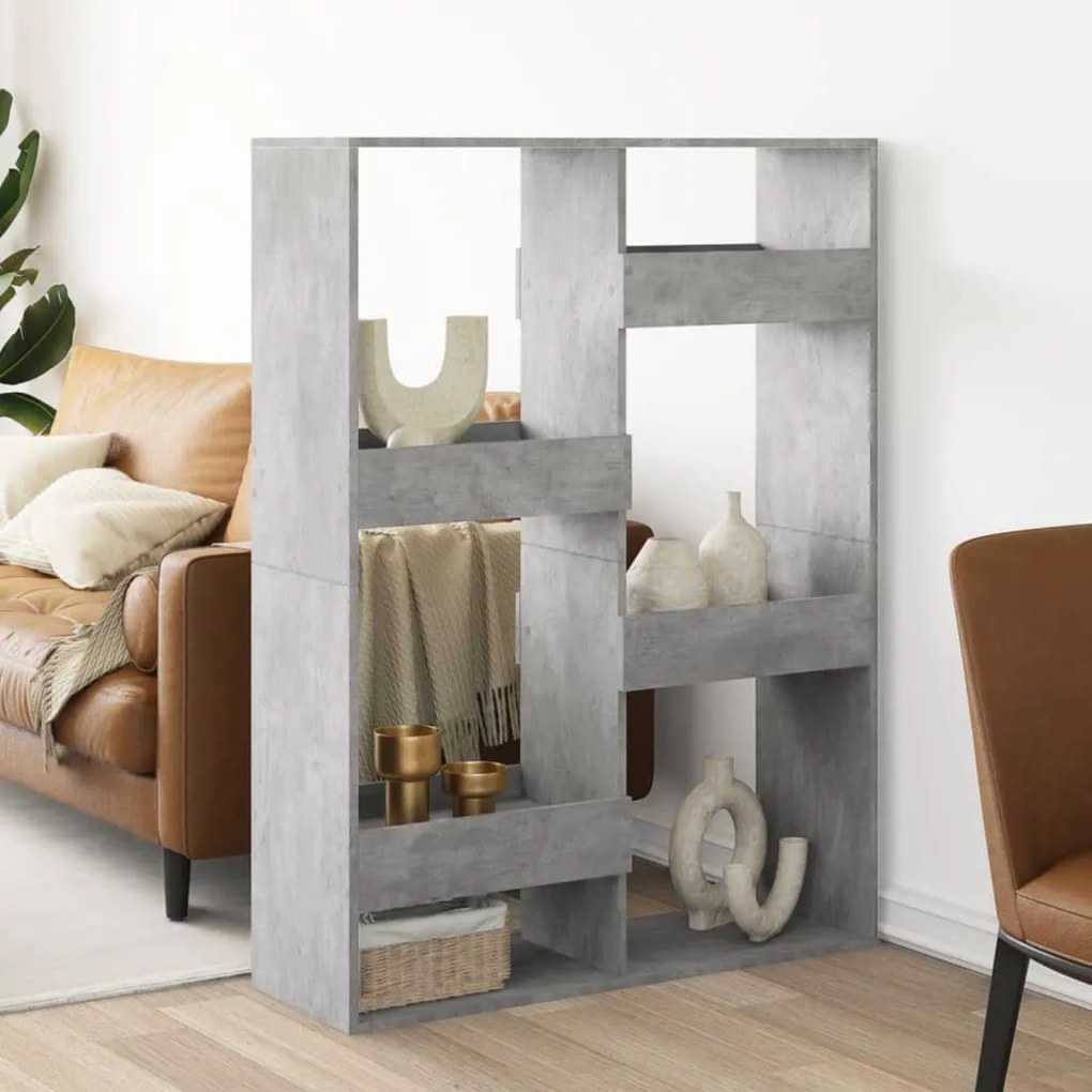 betonszürke szerelt fa térelválasztó 100 x 33 x 135 cm