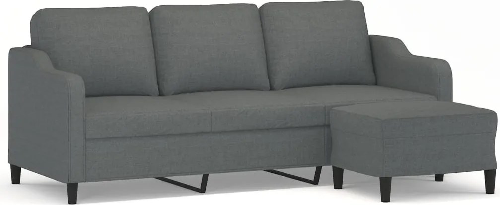 vidaXL 3 személyes sötétszürke szövet kanapé lábtartóval 180 cm