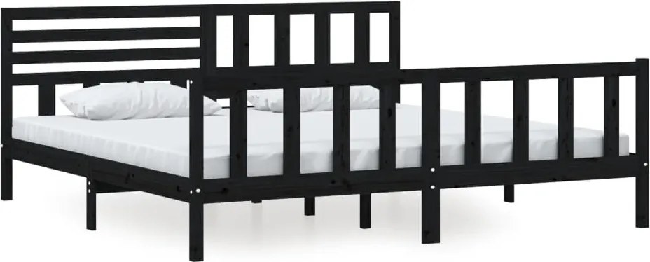 vidaXL fekete tömör fa ágykeret 200 x 200 cm