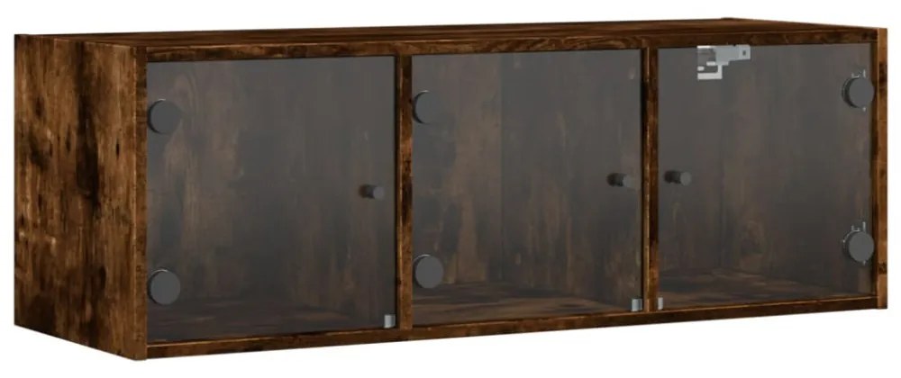 füstös tölgyszínű faliszekrény üvegajtókkal 102 x 37 x 35 cm