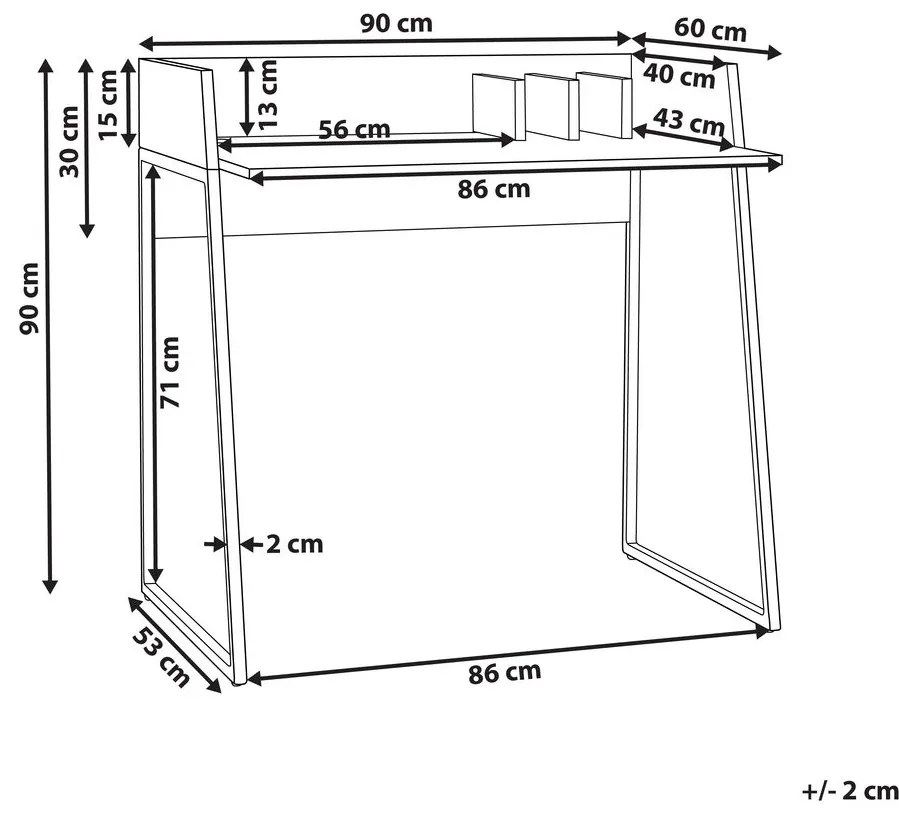 Világosbarna és fehér íróasztal 90 x 60 cm ANAH Beliani