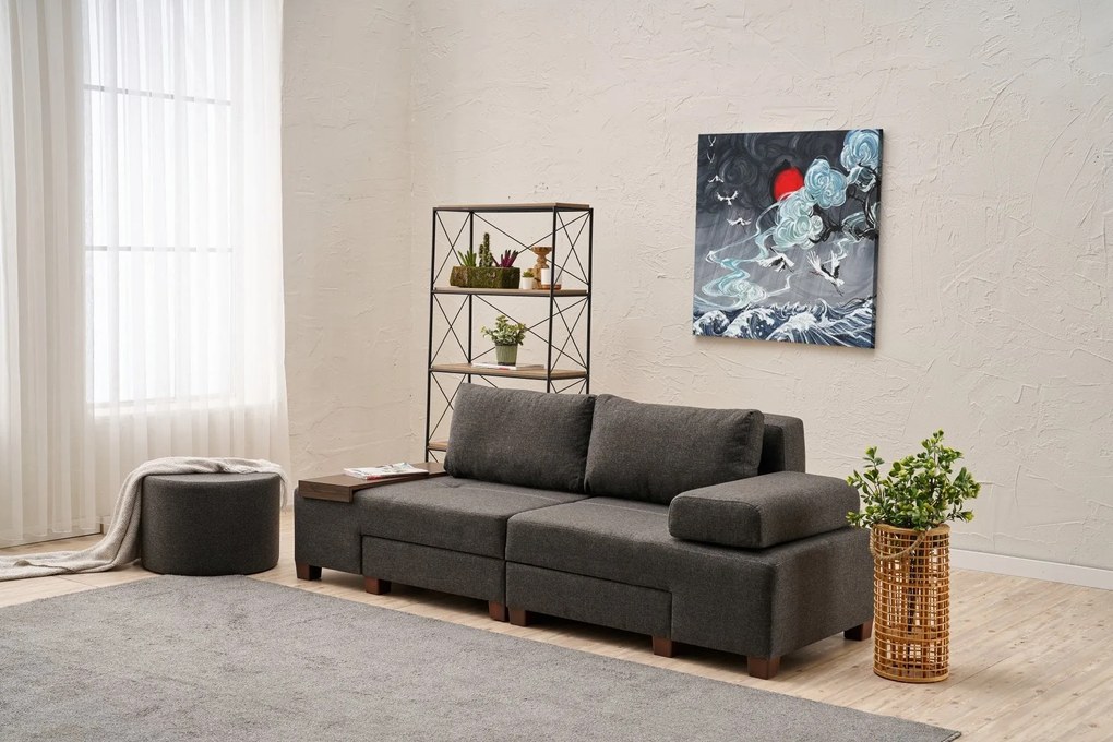 3 személyes kanapéágy Perenna Linen - Antracit