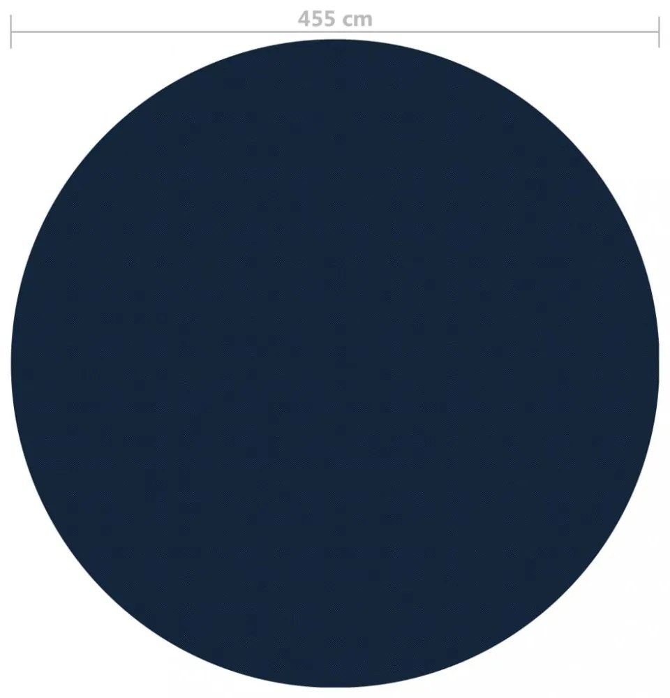 fekete és kék napelemes lebegő PE medencefólia 455 cm